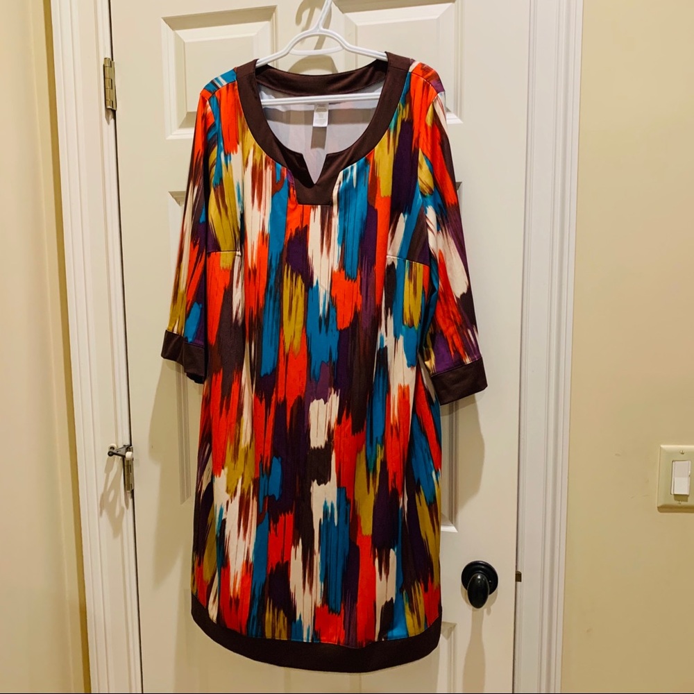 Women's Dress 1x Knee length bright colors Fall - Picture 1 of 8